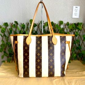 💐RARE💕Limited edition Louis Vuitton Rayures Neverfull MM Tote Bag